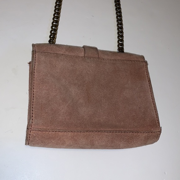 Zara Dusty Rose Suede Crossbody Bag with Chain Strap - Picture 3 of 11